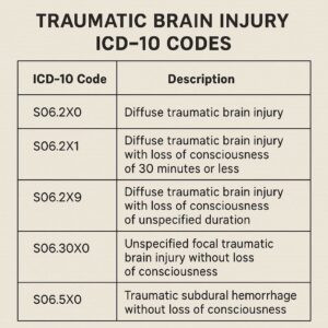 Traumatic Brain Injury ICD-10 Codes