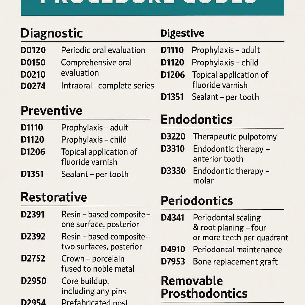 American Dental Association Procedure Codes
