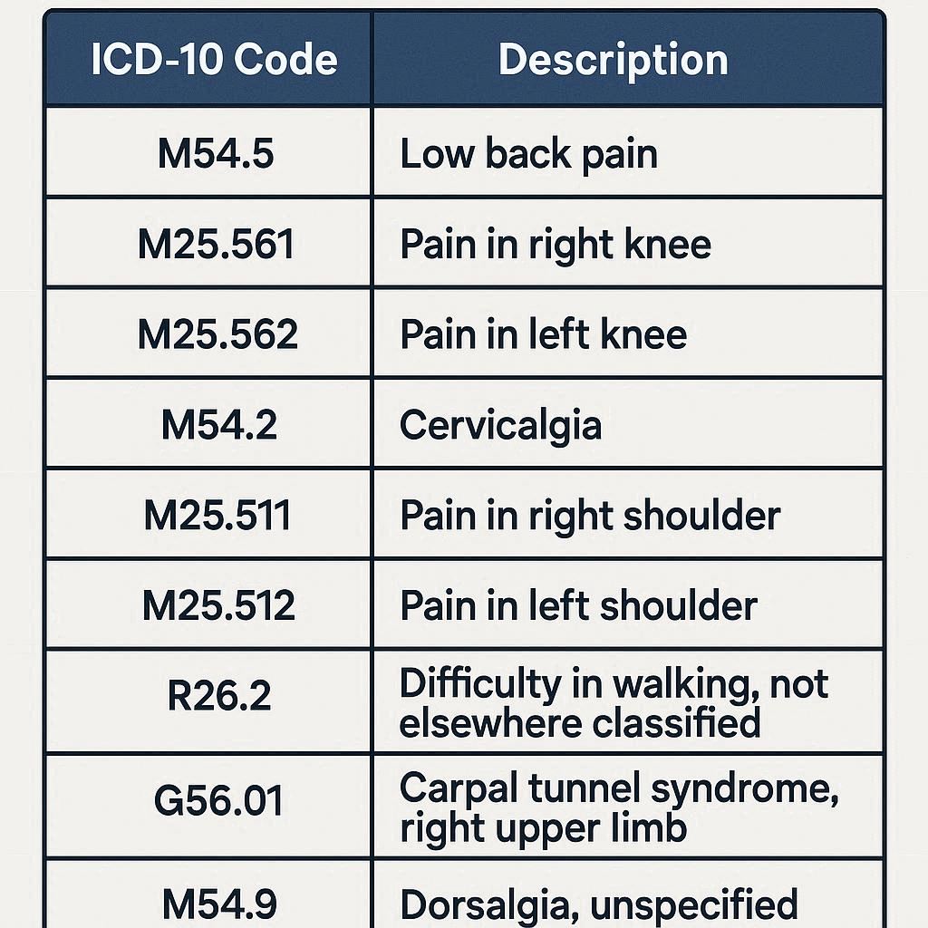 ICD 10 Codes for Physical Therapy Treatment