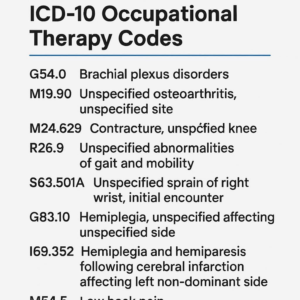 icd 10 occupational therapy codes