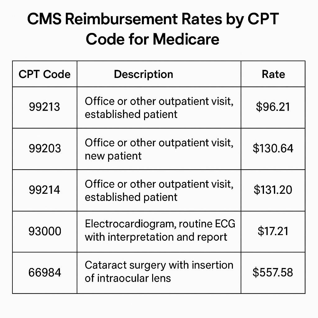CMS Reimbursement Rates by CPT Code