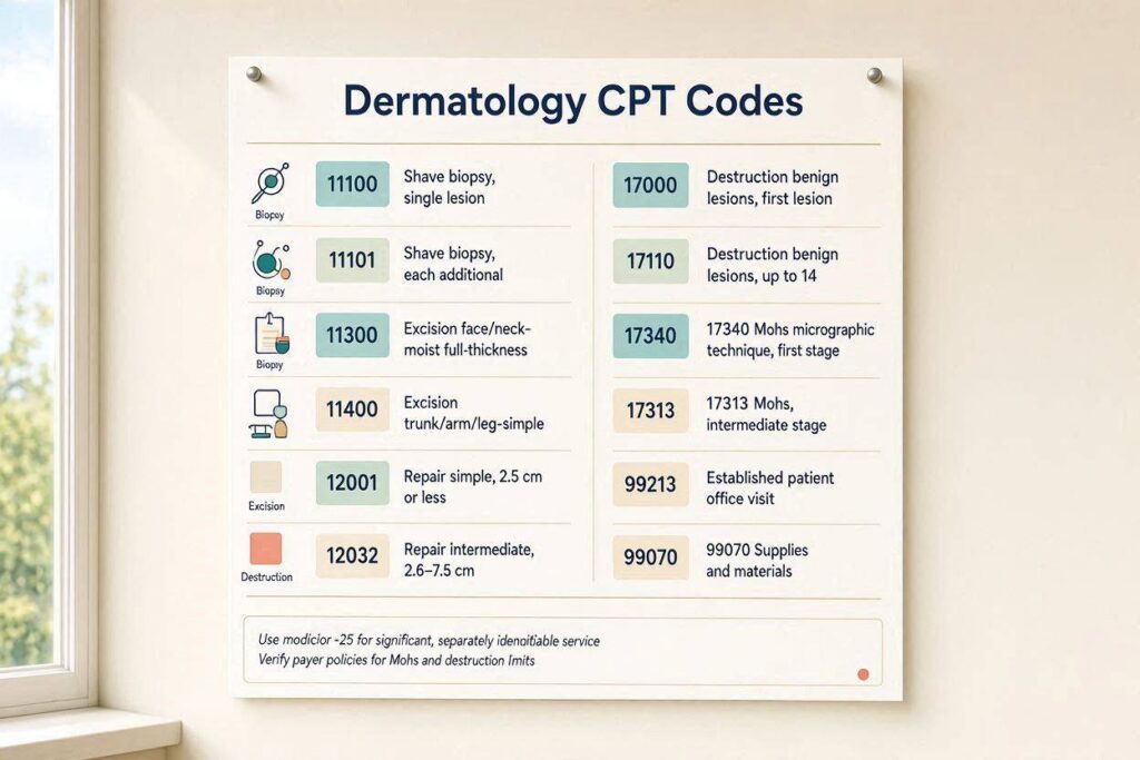 Dermatology CPT Codes